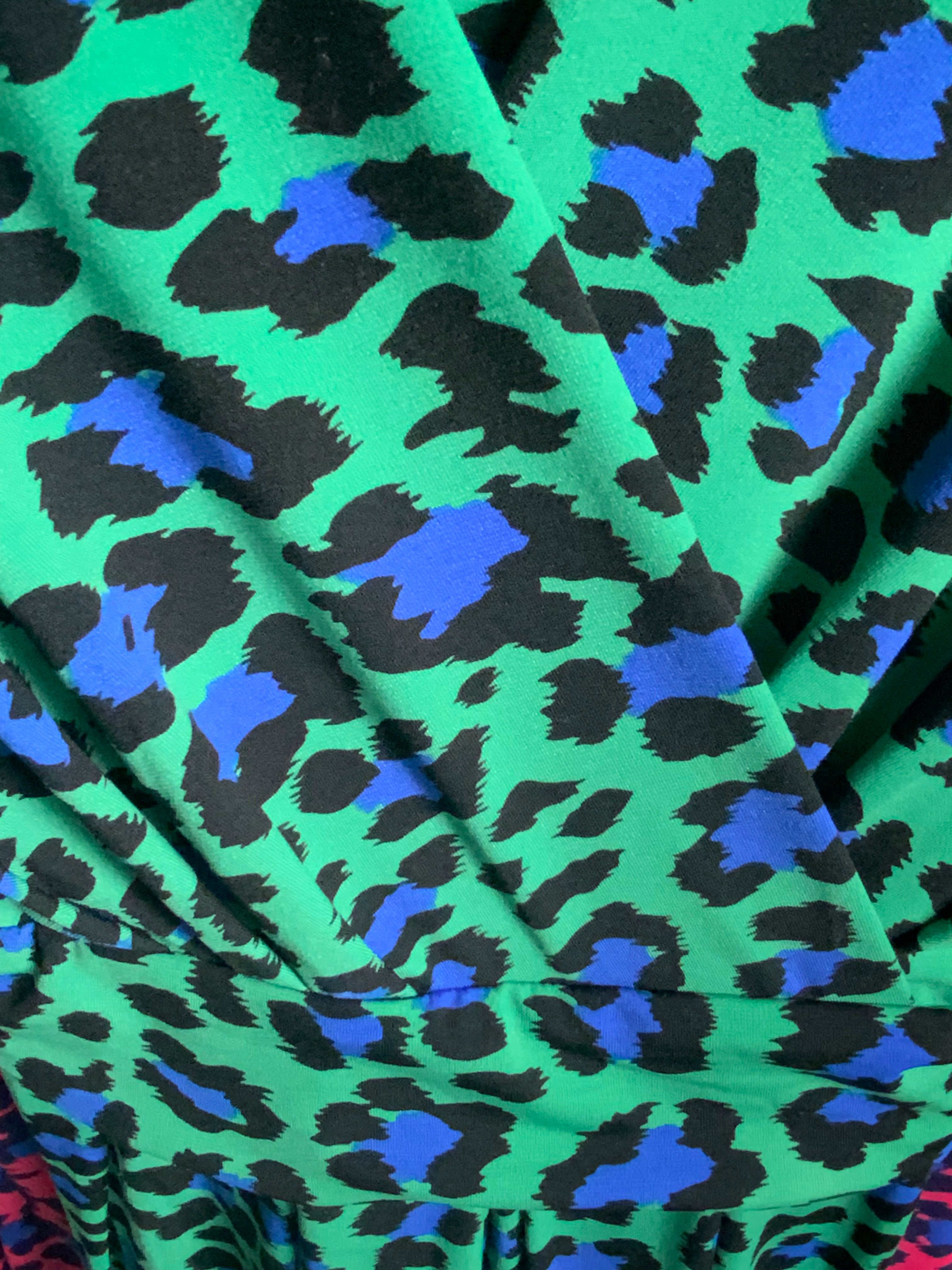 Janella - Leopard Print Wide Leg Jumpsuit -Green/Blue