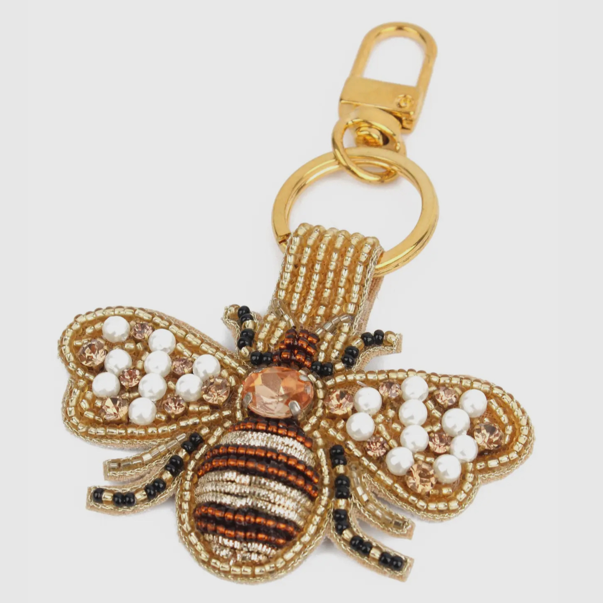 Golden Bee Bead Bag Charm/Keyringi