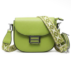 Katie - Lime Green - Faux Leather Small Crossbody Bag With Coin Purse