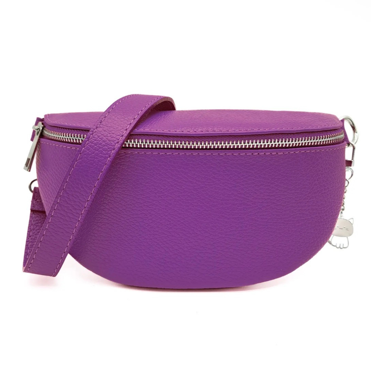 Portia - Purple Italian Leather Sling Bag