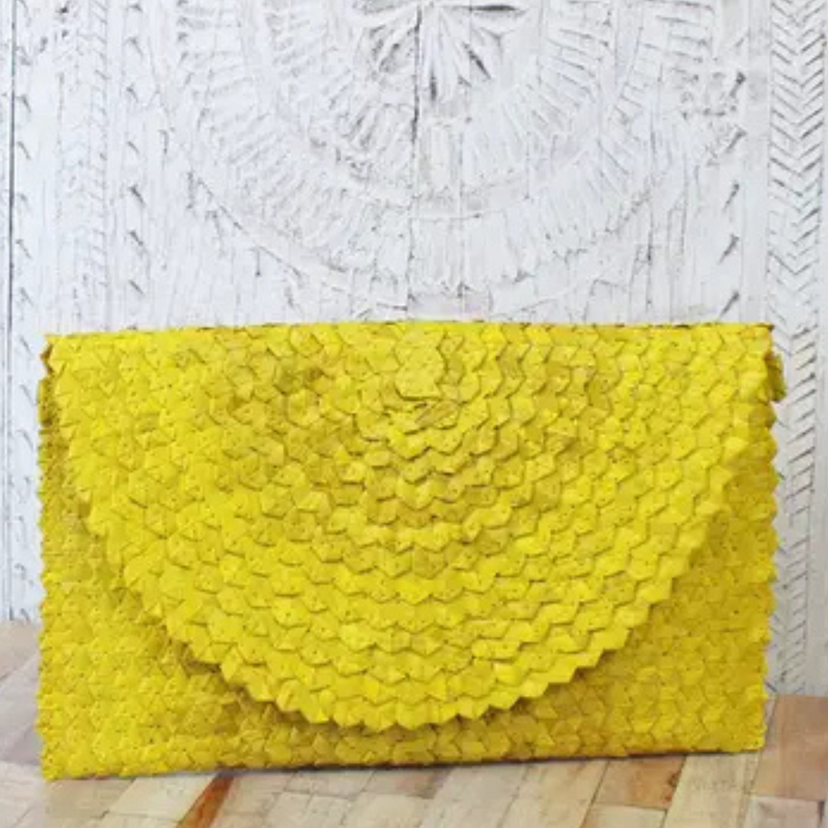Pandas Leaf Clutch Bag - Yellow
