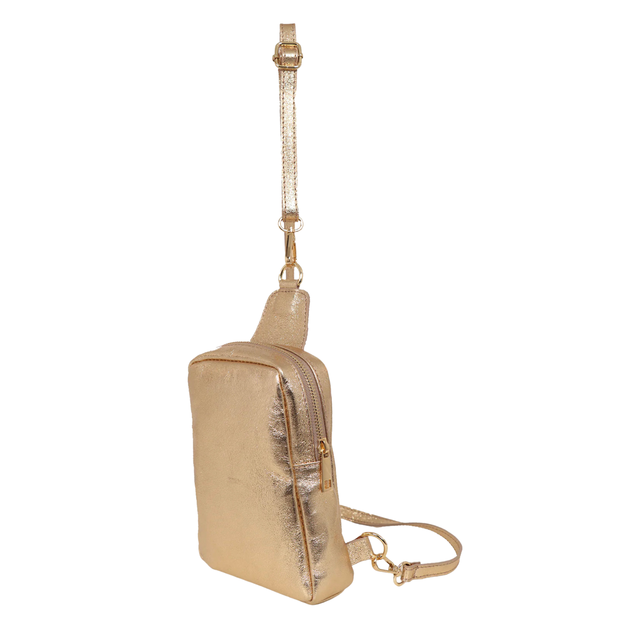 Firenze Metallic Gold Leather Sling Bag