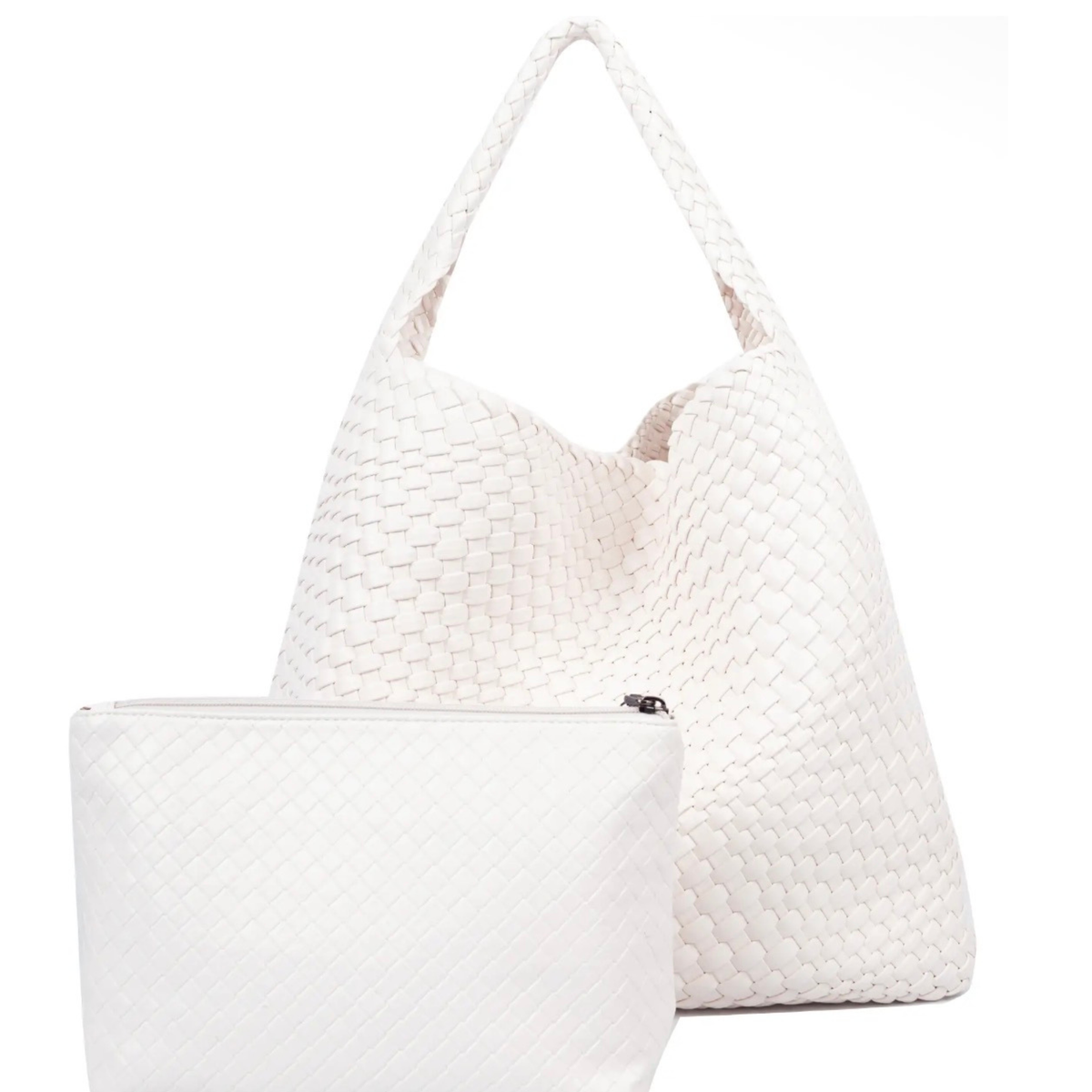 Gini White Woven Two In One Bag Set