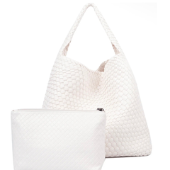 Gini White Woven Two In One Bag Set