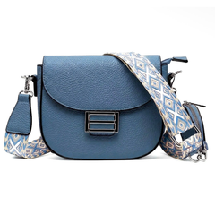 Katie - Denim Blue - Faux Leather Small Crossbody Bag With Coin Purse