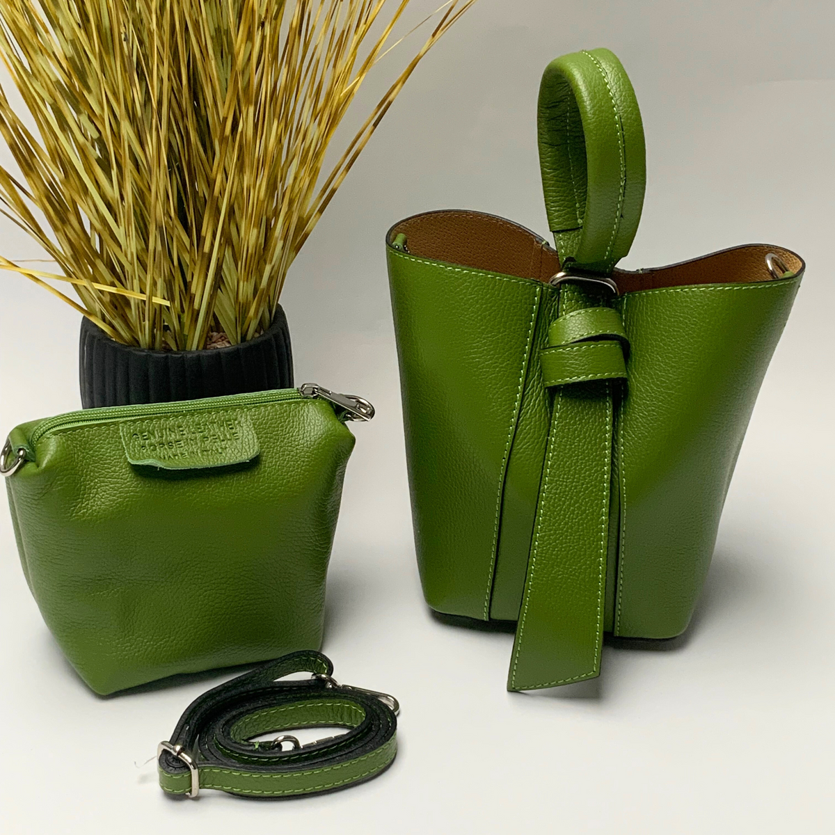 Chiara Leather Bag Set - Green