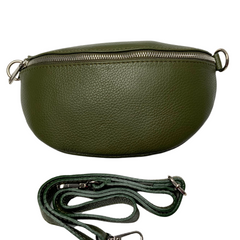 ‘Milano’ Leather Sling Bag - Khaki Green