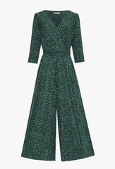 Gracie Green Speckled Print Wide Leg Jumpsuit