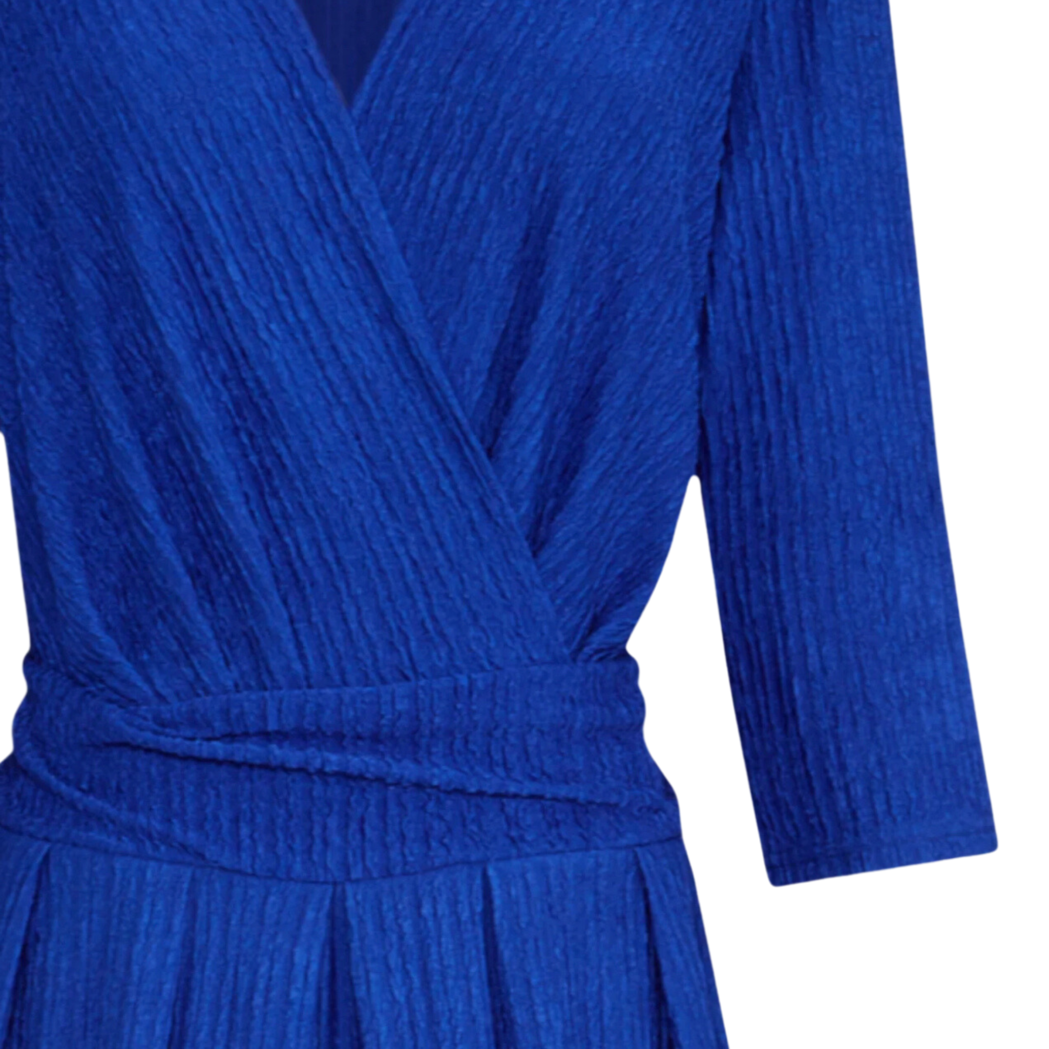 Mia Royal Blue Plain Textured Wide Leg Jumpsuit