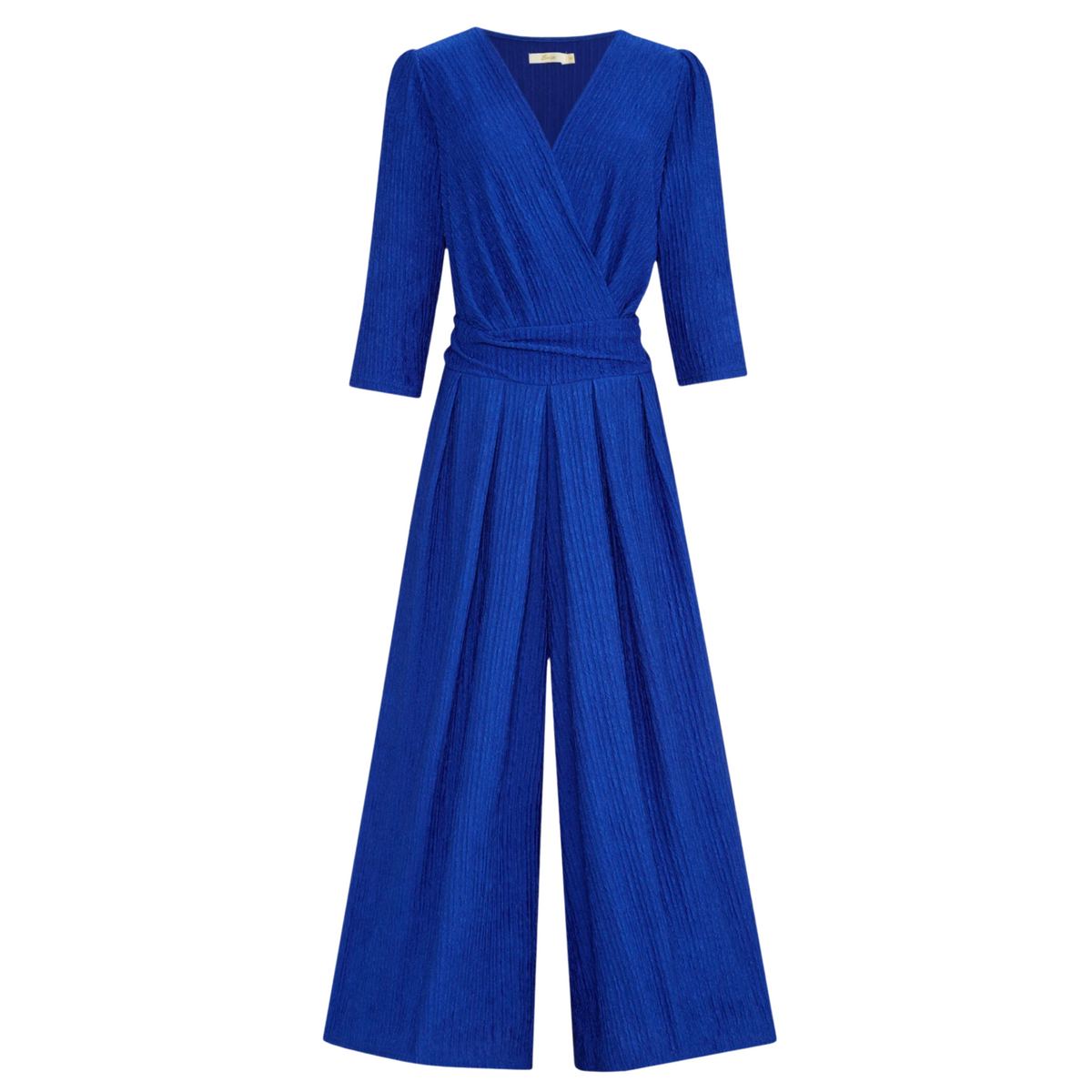 Mia Royal Blue Plain Textured Wide Leg Jumpsuit