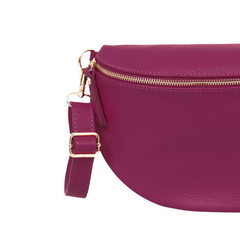 Venezia - Large Leather Crossbody Sling Bag - Berry