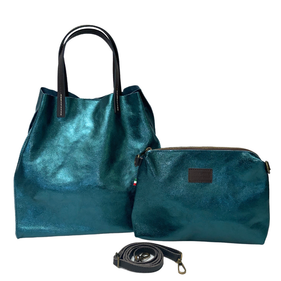 Metallic on sale leather handbags