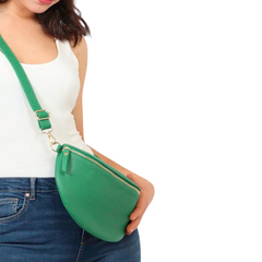 Venezia - Large Leather Crossbody Sling Bag - Emerald Green