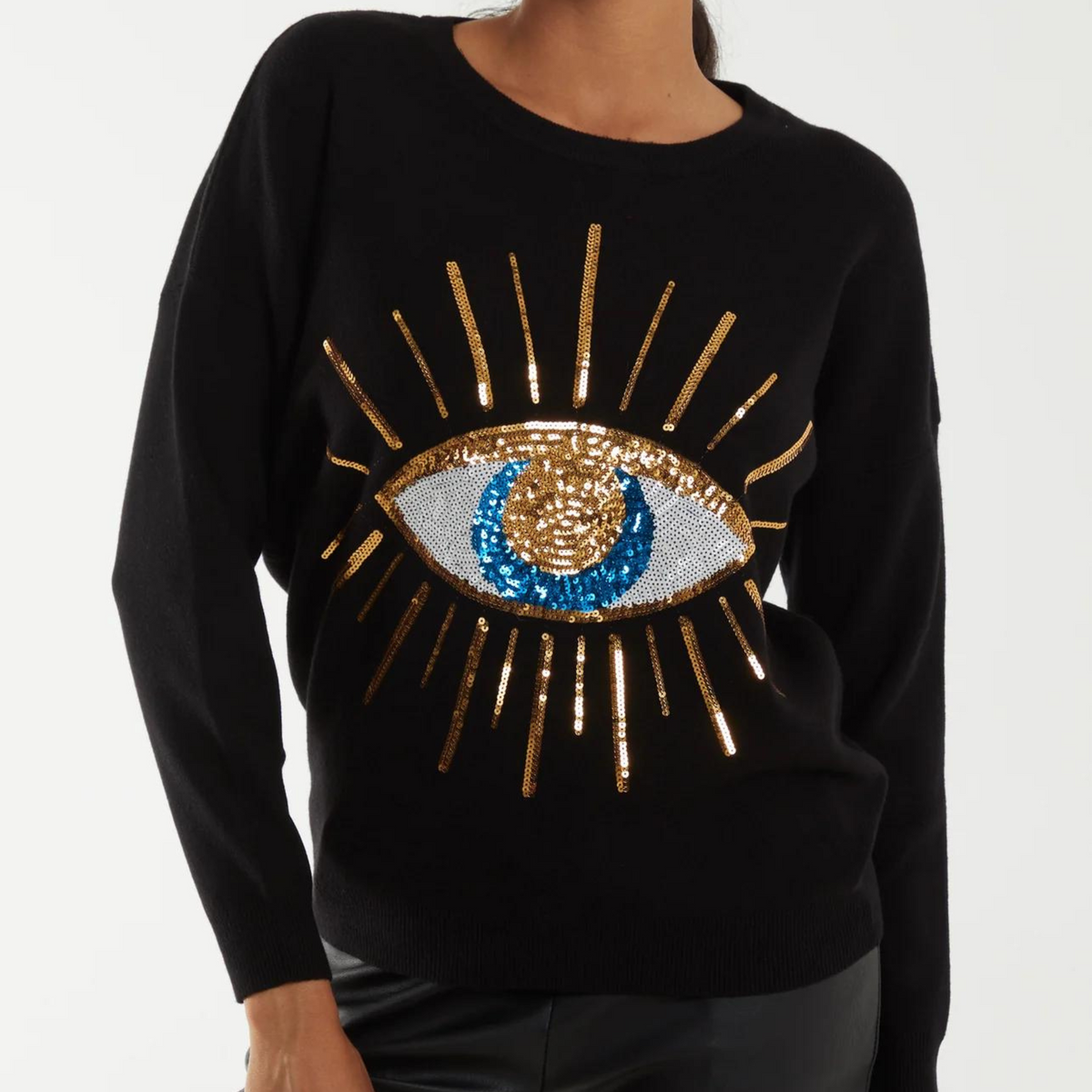 Eadie - Evil Eye Sequin Jumper - Gold