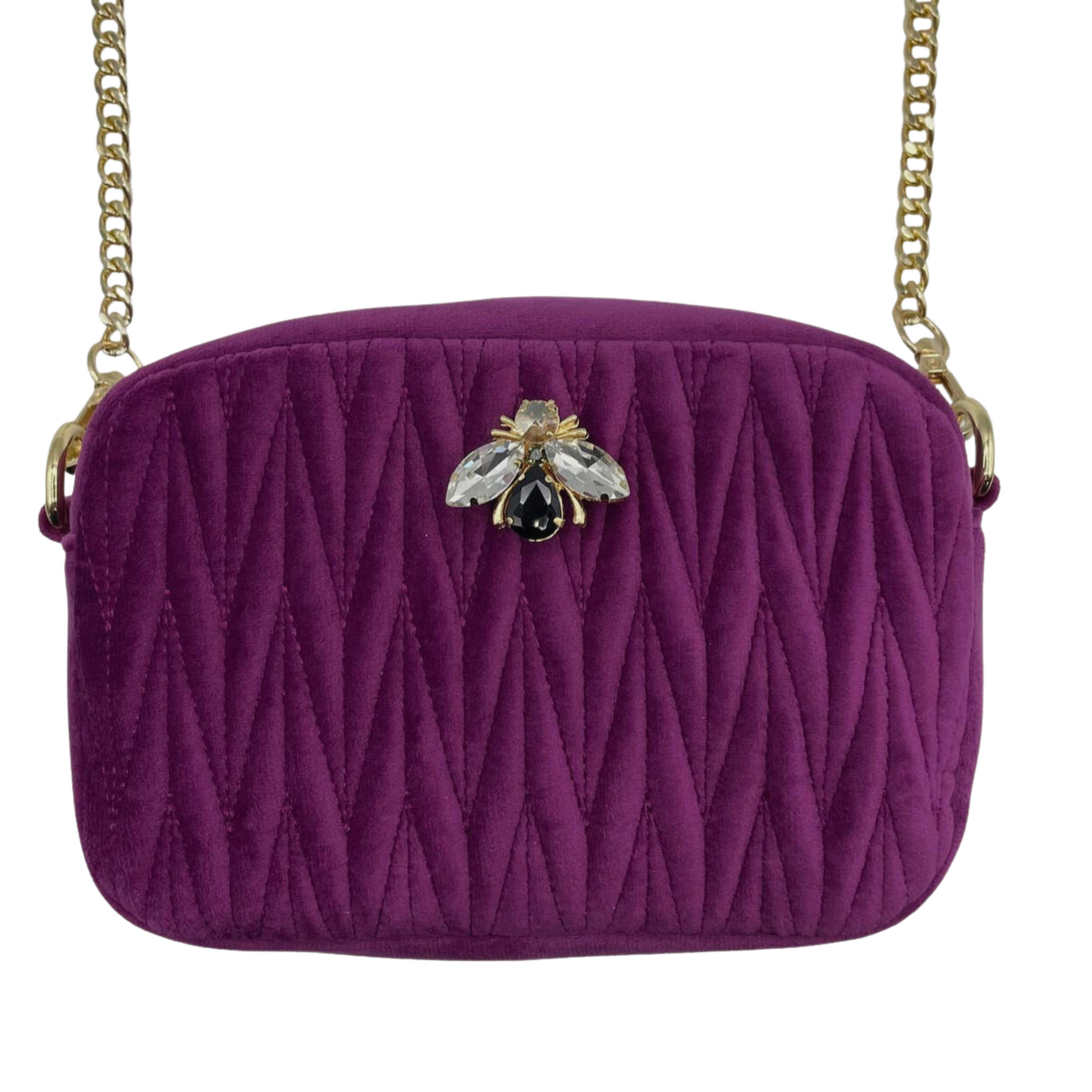 Velvet Rivington Bag  with Detachable Pin - Fuchsia