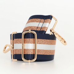 Bag Strap - Navy Gold  Glitter Stripe