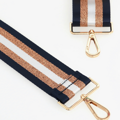 Bag Strap - Navy Gold  Glitter Stripe