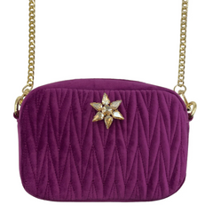 Velvet Rivington Bag  with Detachable Pin - Fuchsia