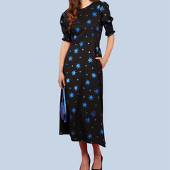 Melinda Metallic Star Print Midi Dress