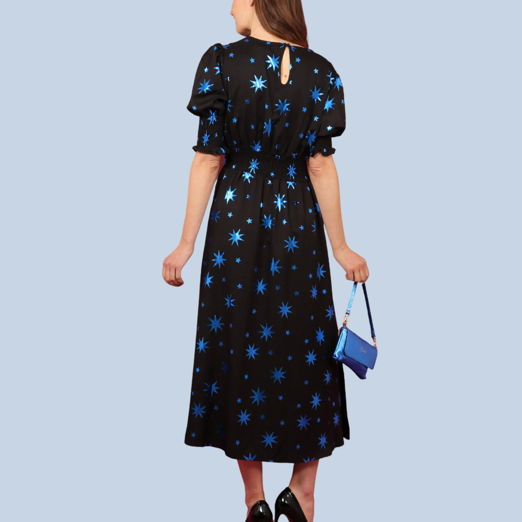 Star print midi dress sales