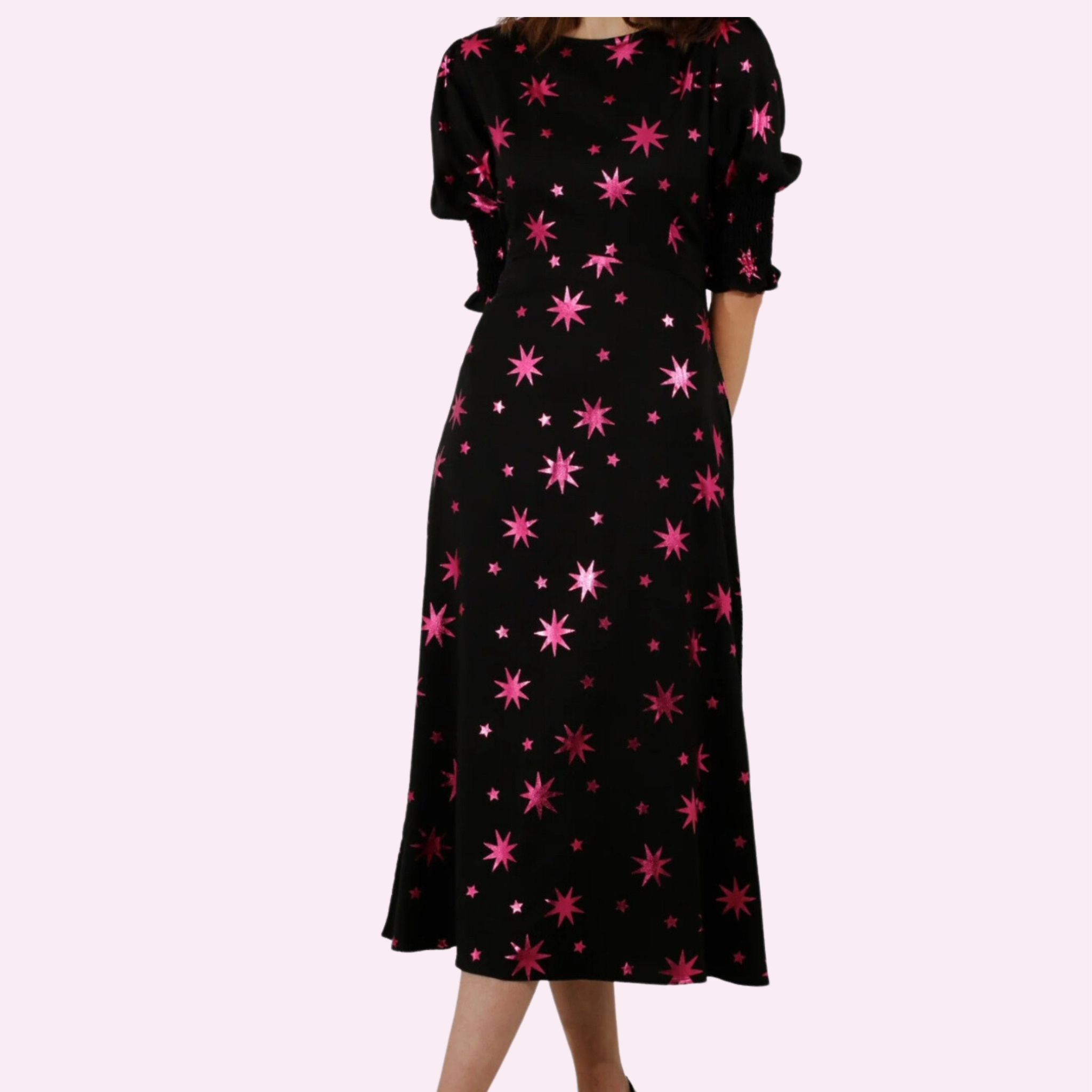 Melinda Metallic Star Print Midi Dress