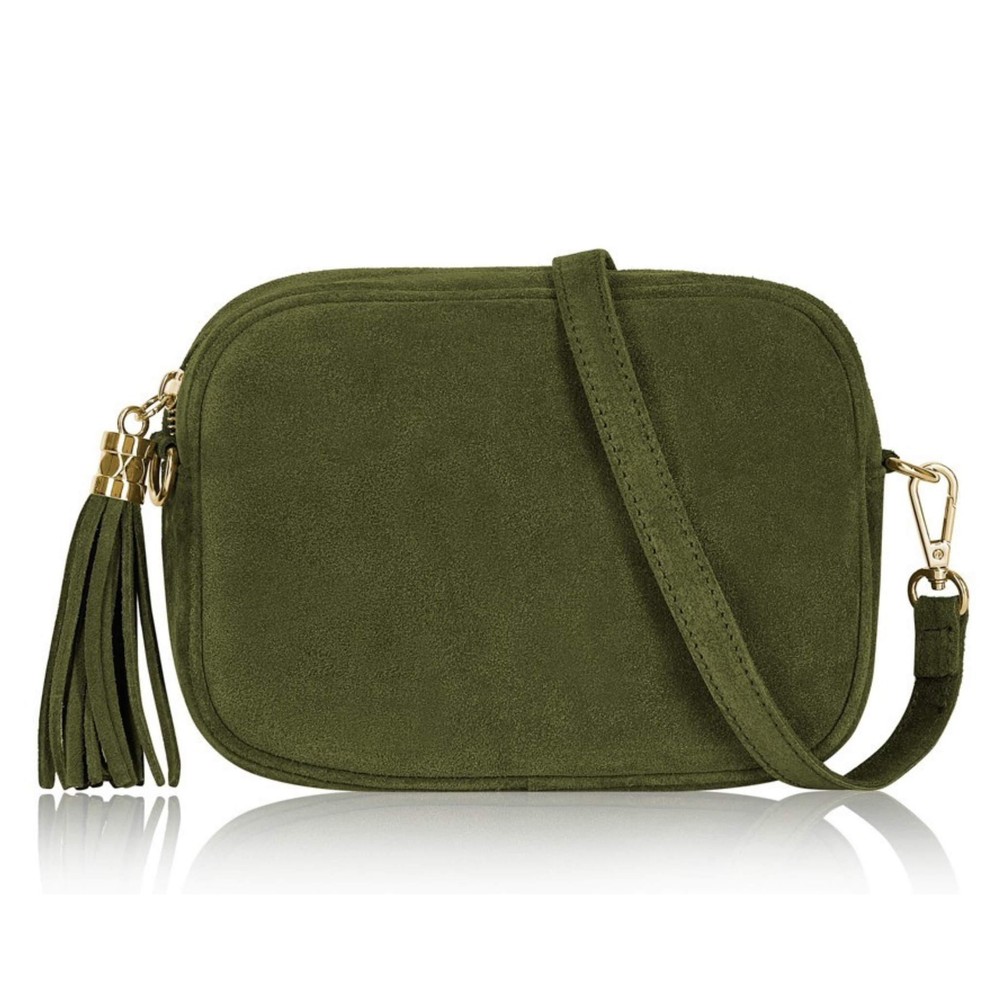 Olive green suede handbag shop