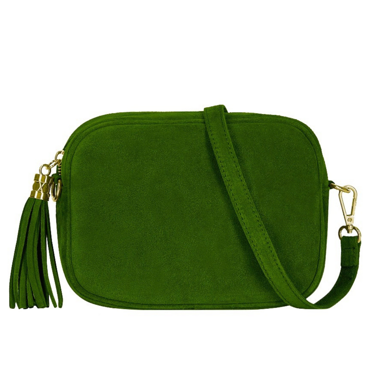 Suede Leather Crossbody Bag - Emerald Green