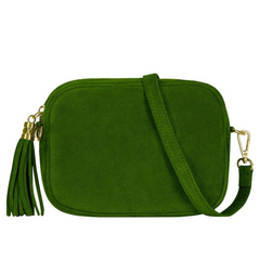 Suede Leather Crossbody Bag - Emerald Green