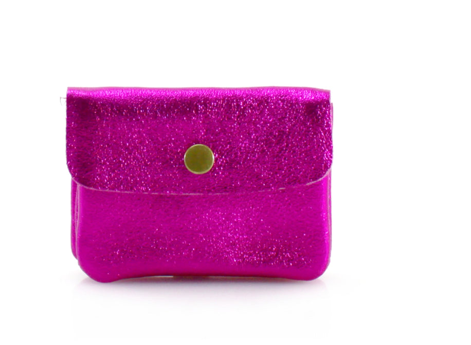 Metallic Leather Purse - Fuchsia