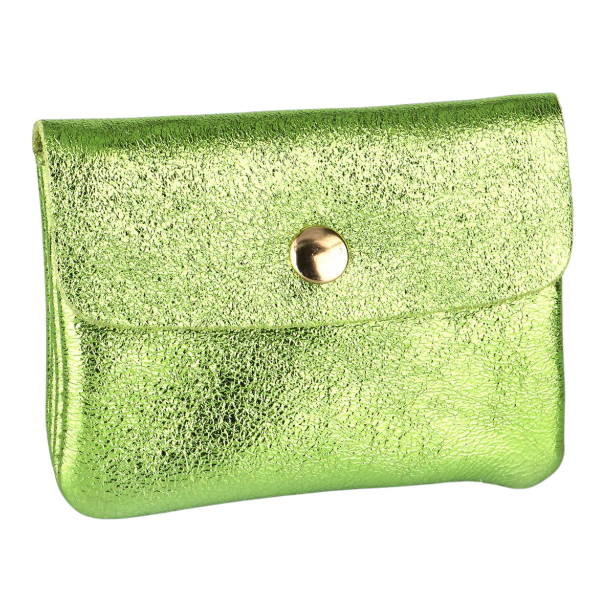 Metallic Leather Purse - Lime