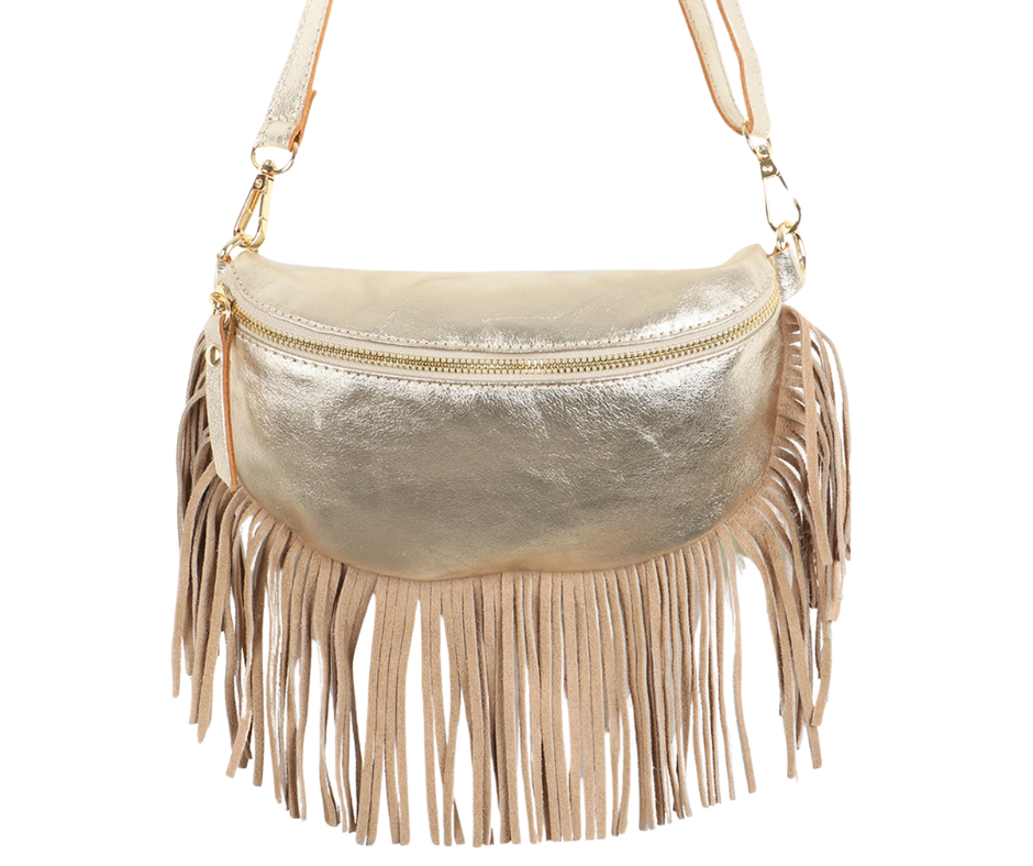 Gold fringe bag online