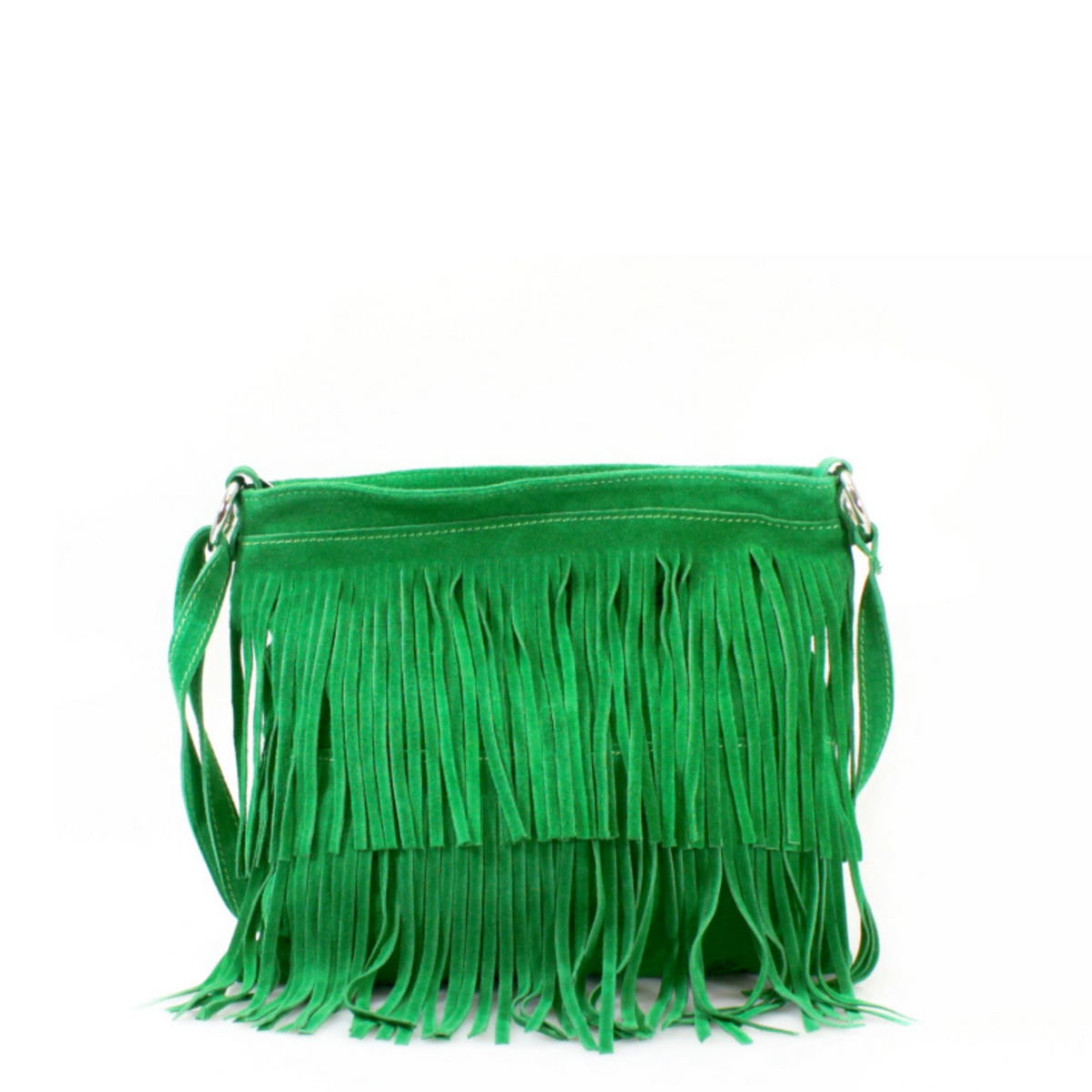 Pippa Suede Leather Tassle Crossbody Bag - Emerald Green