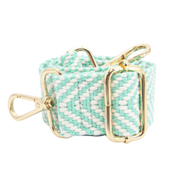 Woven Chevron Print Bag Strap - Mint