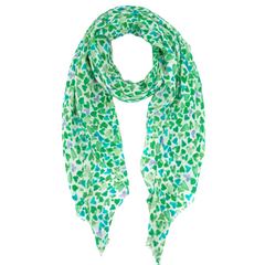 Sketched Love Heart Print Scarf - Green