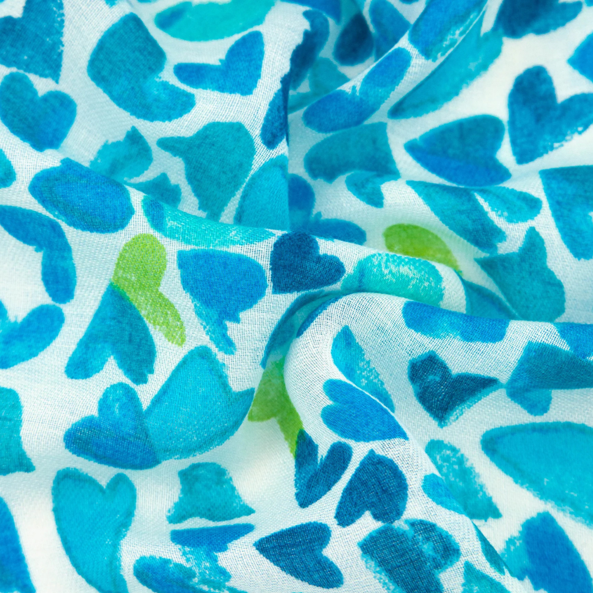 Sketched Love Heart Print Scarf - Blue