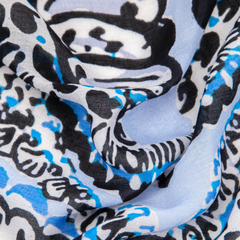 Ornate  Under the Sea Print Scarf -Black and Blue
