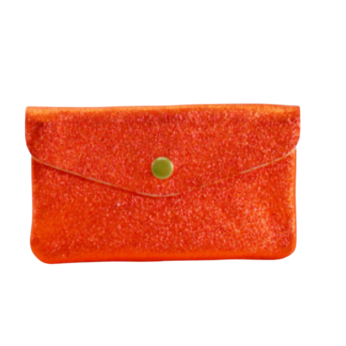 Orange Metallic Leather Purse - Orange