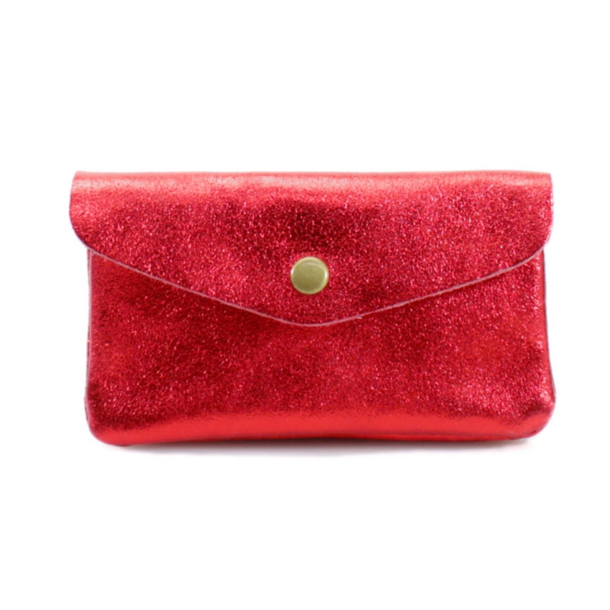 Metallic Leather Purse - Red