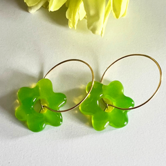 Handmade Green Flower Earrings