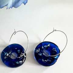 Handmade Midnight Blue Round Donut Earrings