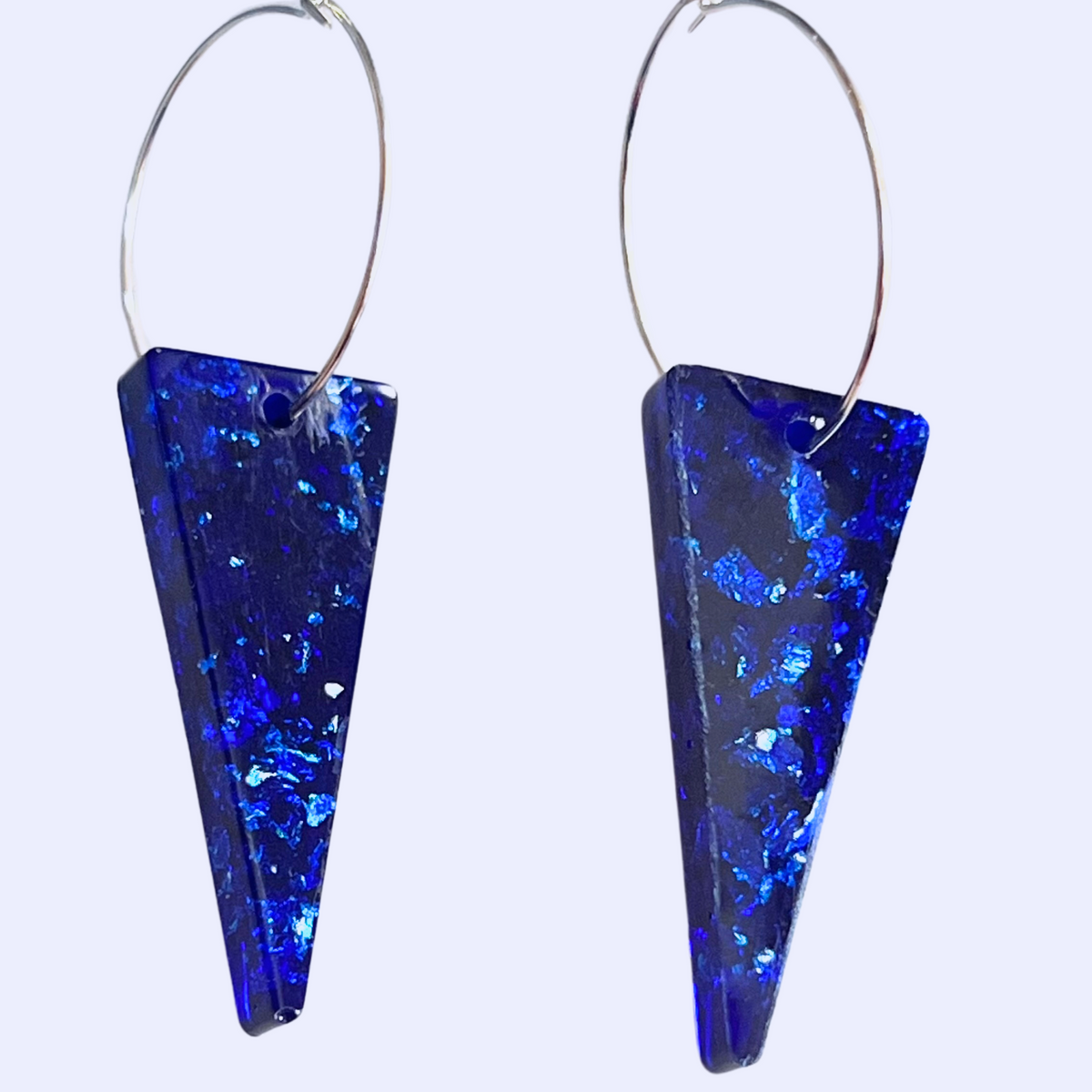 Handmade Sapphire Blue Triangle Earrings