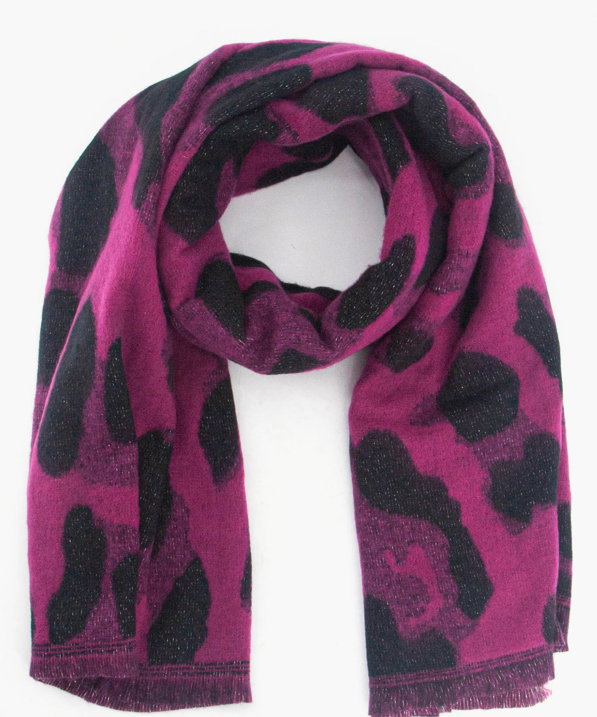 Fuchsia / Black Heavyweight  Leopard Scarf