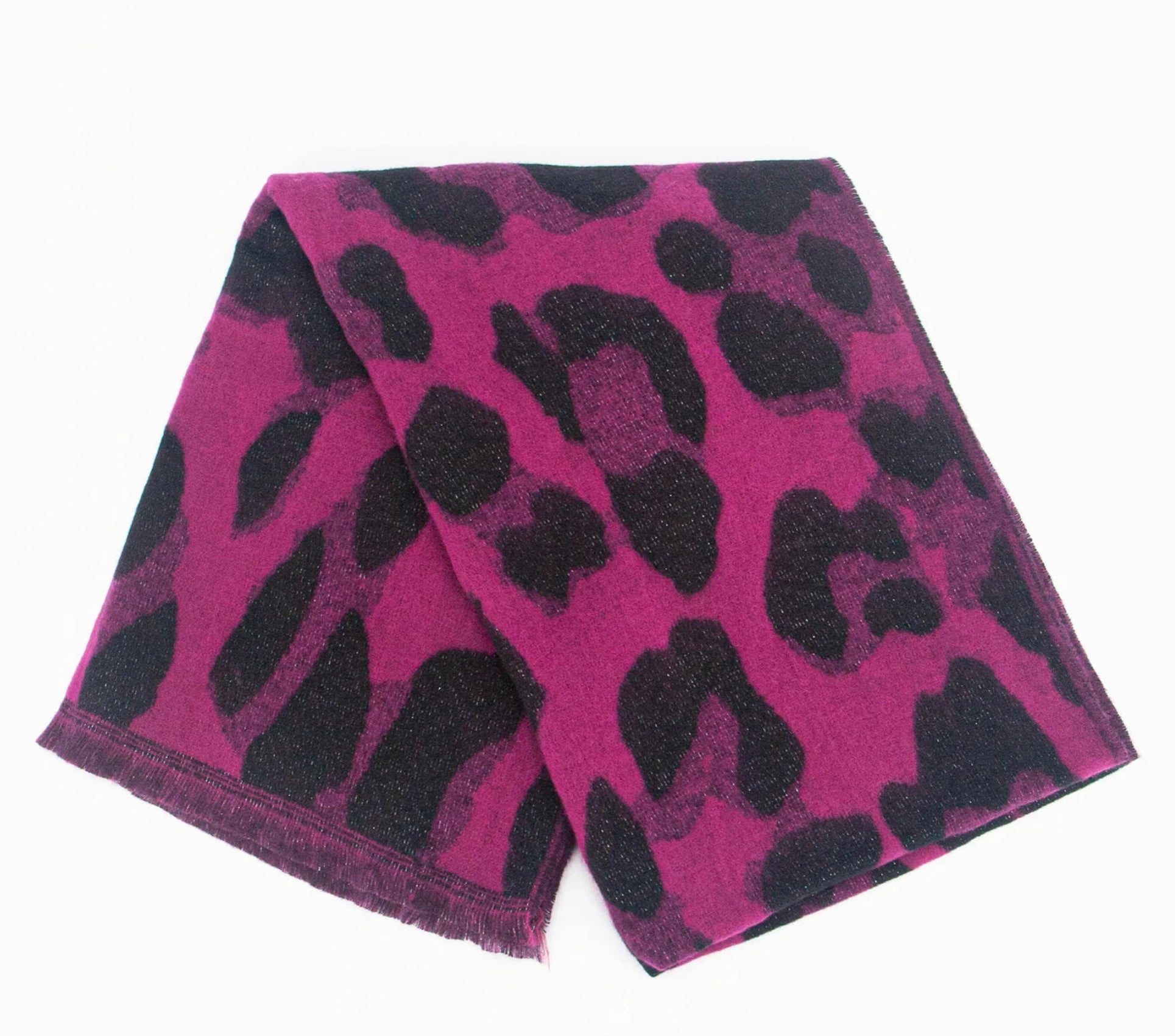 Fuchsia / Black Heavyweight  Leopard Scarf