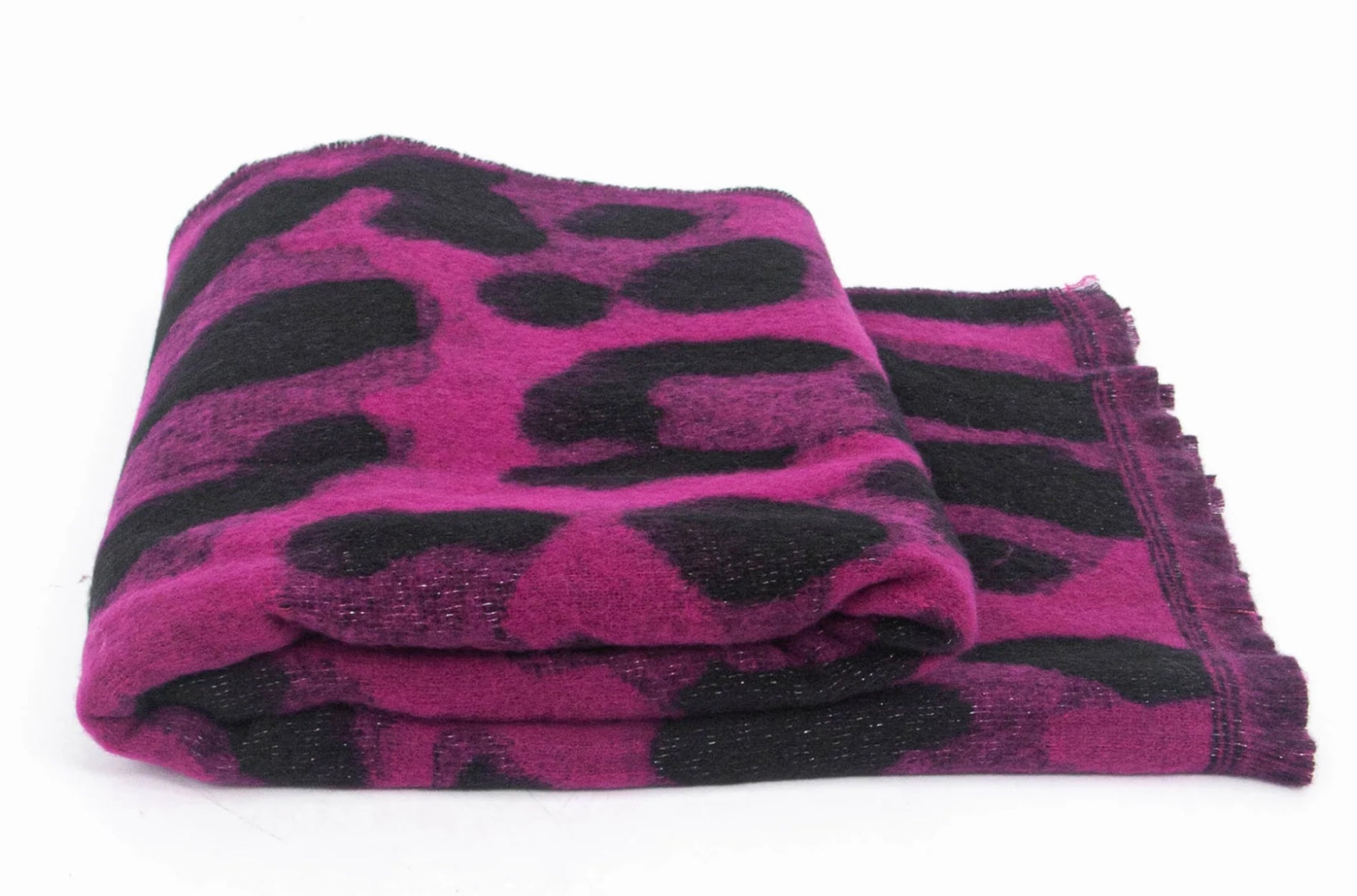 Fuchsia / Black Heavyweight  Leopard Scarf