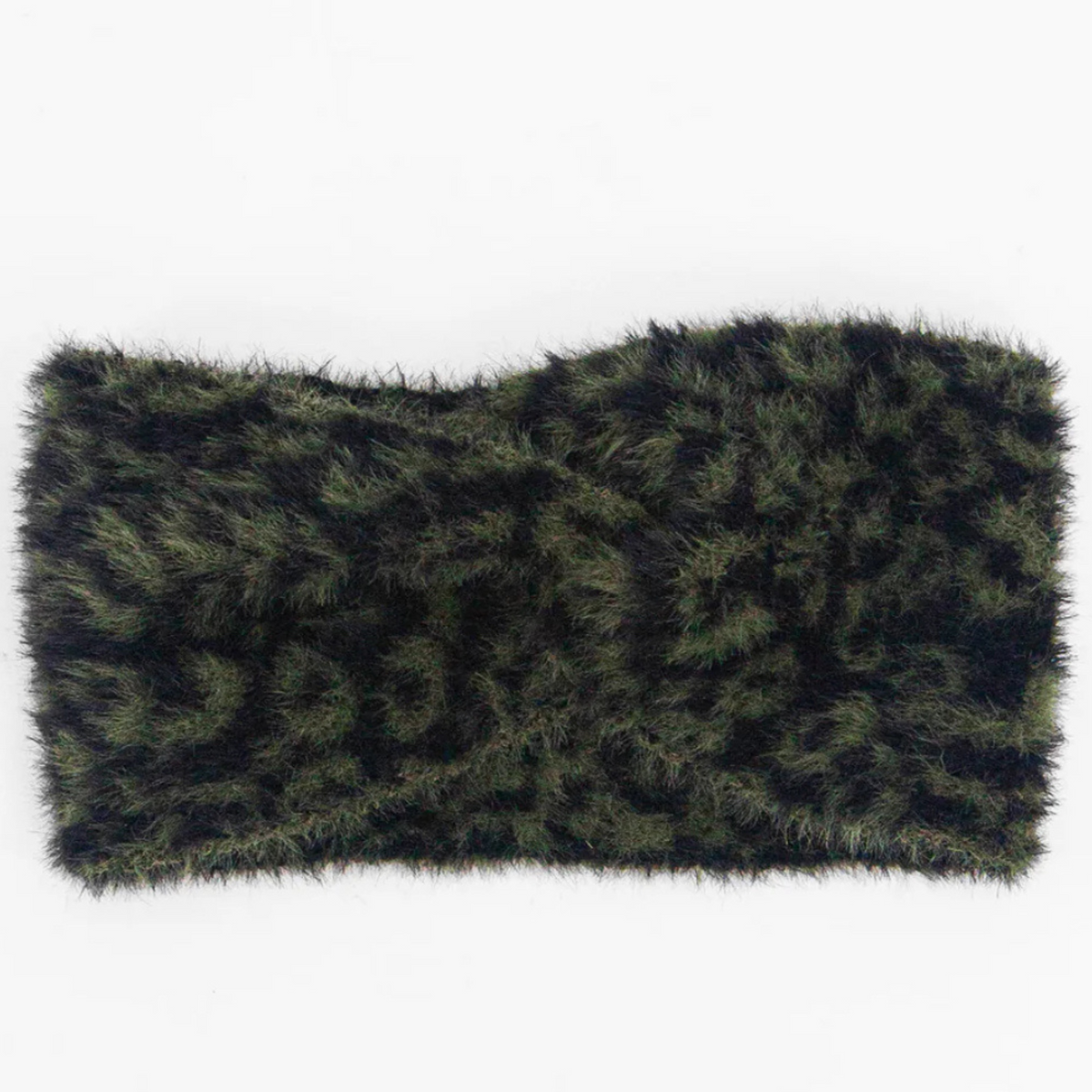 Faux Fur Knotted Headband - Khaki Leopard