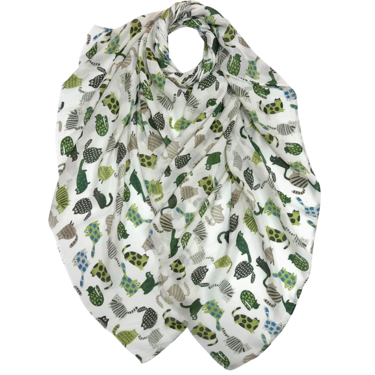 Cartoon Cats Printed Scarf - Green