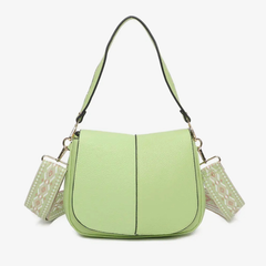 Kimmy Faux Leather Shoulder Bag – Lime Green  | Multi-Compartment Women’s Crossbody Handbag