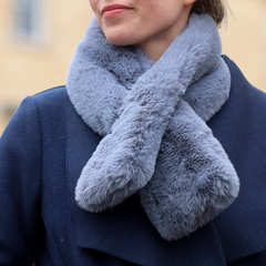 Grey Faux Fur Pull Through Scarf