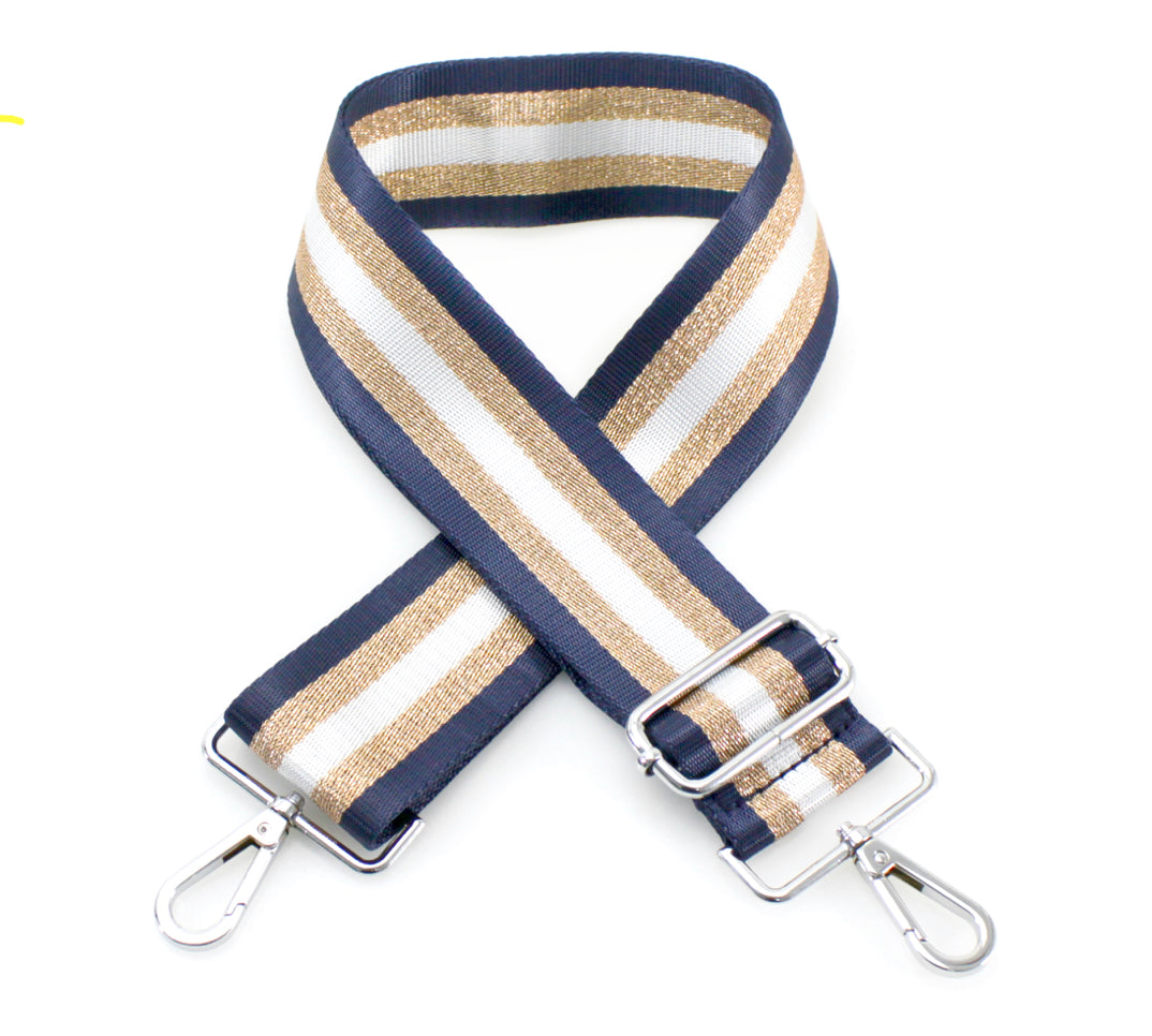 Bag Strap - Navy Gold Glitter Stripe - Majestico Gifts