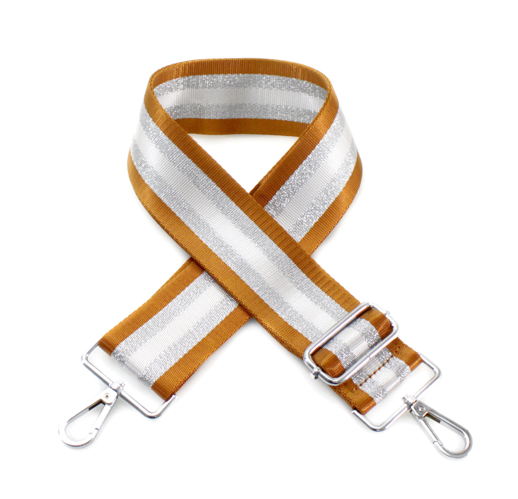 Bag Strap - Brown Silver Glitter Stripe - Majestico Gifts